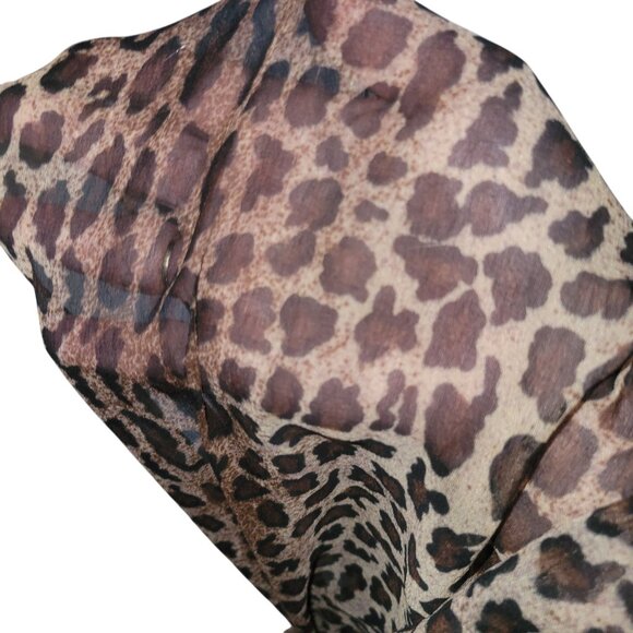 Leopard Print Fringe Sheer Scarf Lightweight Stylish Accessory For Women Animal - Picture 3 of 3